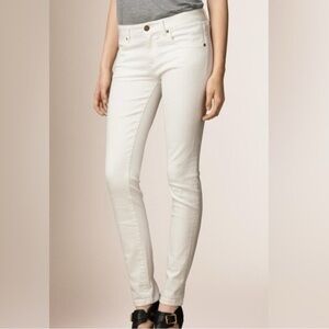 Y2K Burberry Brit Women's Cream Denim Skinny Low Rise Jeans Size 25